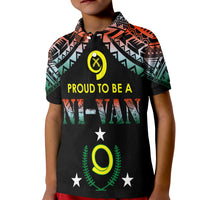 Vanuatu Proud To Be A Ni-Van - Polynesian Pattern Polo Shirt KID - Penama Province LT7 Kid Black - Polynesian Pride