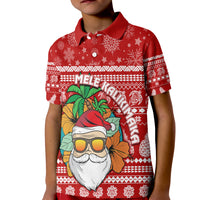 Hawaii Christmas Polo Shirt KID Mele Kalikimaka - Tropical Santa LT7 Kid Red - Polynesian Pride