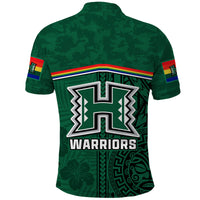 Hawaii Warriors Football Polo Shirt Polynesian Palm and Hibiscus LT9 - Polynesian Pride