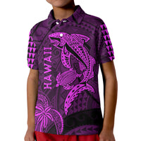 Hawaii Polo Shirt Shark and Turtle Mix Kakau Purple LT9 - Polynesian Pride