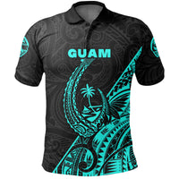 Custom Guam Rugby Polo Shirt Polynesian Patterns Style Turquoise LT16 - Polynesian Pride