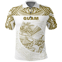 Custom Guam Rugby Polo Shirt Polynesian Patterns Gold Old LT16 - Polynesian Pride