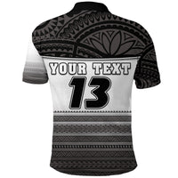 Custom Tahiti Rugby Polo Shirt Impressive Version Black Custom Text and Number - Polynesian Pride