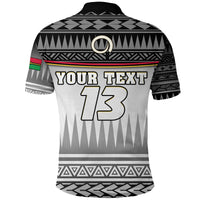 Custom Vanuatu Rugby Polo Shirt Impressive Version Black Custom Text and Number - Polynesian Pride