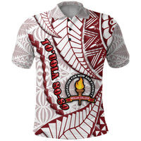 (Touola 80 89) Tonga Emancipation Day Polo Shirt Kupesi Pattern No.2 White LT9 Kid - Polynesian Pride