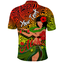 Custom Hawaii Hula Girl Reggae Polo Shirt LT2 REGGAE - Polynesian Pride