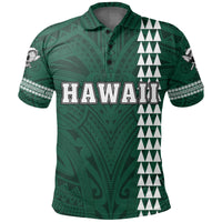 Hawaiian Islands Warrior Kakau Green Polynesian Polo Shirt - Polynesian Pride