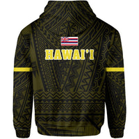 Polynesian Queen Liliuokalani Flag of Hawaii Zip Hoodie Yellow - Polynesian Pride
