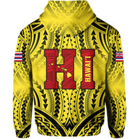Polynesian Queen Liliuokalani Flag of Hawaii Hoodie Yellow Background - Polynesian Pride