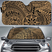 Polynesian Hawaiian Style Tribal Tattoo Car Sun Shade Auto Sun Shade Universal Fit Gold - Polynesian Pride