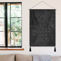 Polynesian Hawaiian Style Tribal Tattoo Gray Hanging Poster - AH Hanging Poster 50 x 75 cm Cotton And Linen - Polynesian Pride