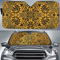 Polynesian Kakau Turtle Car Sun Shade Auto Sun Shade Universal Fit Black Yellow - Polynesian Pride