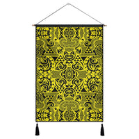 Polynesian Kakau Turtle Yellow Hanging Poster - AH Hanging Poster 43 x 65 cm Cotton And Linen - Polynesian Pride