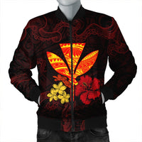 Polynesian Kanaka Maoli Flower Bomber Jacket AH Black Unisex - Polynesian Pride