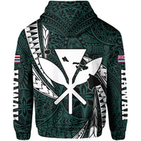 Polynesian King Hawaiian Style Tribal Tattoo Turquoise Hoodie (Zip up) Mega Style - Polynesian Pride