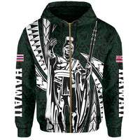 Polynesian King Kakau Turtle Green Hoodie (Zip up) Mega Style - Polynesian Pride