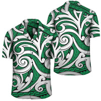 Polynesian Maori Ethnic Ornament Green Hawaiian Shirt Unisex Black - Polynesian Pride