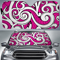 Polynesian Maori Ethnic Ornament Car Sun Shade Auto Sun Shade Universal Fit Pink - Polynesian Pride