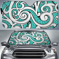 Polynesian Maori Ethnic Ornament Car Sun Shade Auto Sun Shade Universal Fit Turquoise - Polynesian Pride