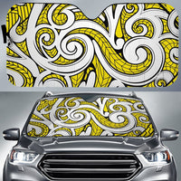 Polynesian Maori Ethnic Ornament Car Sun Shade Auto Sun Shade Universal Fit Yellow - Polynesian Pride
