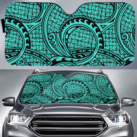 Polynesian Maori Lauhala Car Sun Shade Auto Sun Shade Universal Fit Turquoise - Polynesian Pride