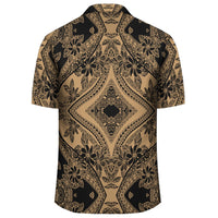 Polynesian Plumeria Mix Gold Black Hawaiian Shirt - Polynesian Pride