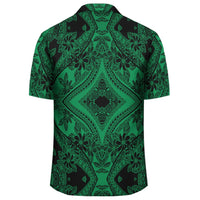 Polynesian Plumeria Mix Green Black Hawaiian Shirt - Polynesian Pride