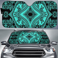 Polynesian Plumeria Mix Car Sun Shade Auto Sun Shade Universal Fit Turquoise - Polynesian Pride