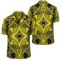 Polynesian Plumeria Mix Yellow Black Hawaiian Shirt Unisex Black - Polynesian Pride