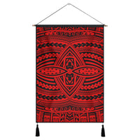Polynesian Seamless Red Hanging Poster - AH Hanging Poster 43 x 65 cm Cotton And Linen - Polynesian Pride