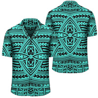 Polynesian Seamless Turquoise Hawaiian Shirt Unisex Black - Polynesian Pride