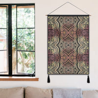 Polynesian Symmetry Brown Hanging Poster - AH Hanging Poster 50 x 75 cm Cotton And Linen - Polynesian Pride