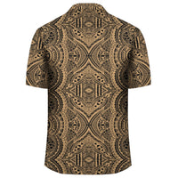 Polynesian Symmetry Gold Hawaiian Shirt - Polynesian Pride
