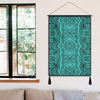 Polynesian Symmetry Turquoise Hanging Poster - AH Hanging Poster 50 x 75 cm Cotton And Linen - Polynesian Pride
