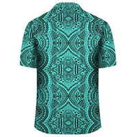 Polynesian Symmetry Turquoise Hawaiian Shirt - Polynesian Pride