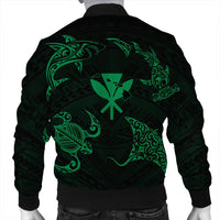 Polynesian Turtle Hammerhead Shark Ray Kanaka Hawaii Bomber Jacket Circle Green - AH - Polynesian Pride