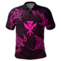 Polynesian Turtle Hammerhead Shark Ray Kanaka Hawaii Polo Shirt Circle Pink - Polynesian Pride
