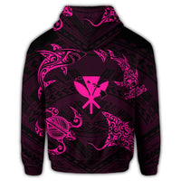 Polynesian Turtle Hammerhead Shark Ray Kanaka Hawaii Zip Hoodie Circle Pink - Polynesian Pride