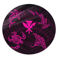 Polynesian Turtle Hammerhead Shark Ray Kanaka Hawaii Round Carpet Circle Pink - AH Round Carpet Luxurious Plush - Polynesian Pride