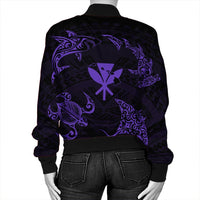 Polynesian Turtle Hammerhead Shark Ray Kanaka Hawaii Bomber Jacket Circle Purple - AH - Polynesian Pride