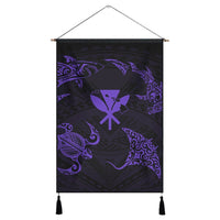 Polynesian Turtle Hammerhead Shark Ray Kanaka Hawaii Hanging Poster Circle Purple - AH Hanging Poster Cotton And Linen - Polynesian Pride