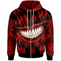 Polynesian Zip up Hoodie Funny Style Special Version Red Unisex Red - Polynesian Pride