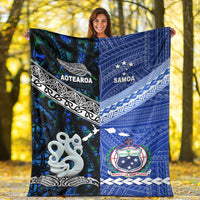 New Zealand And Samoa Premium Blanket Together - Blue LT8 - Polynesian Pride