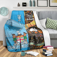 Australia Aboriginal And Fiji Tapa Premium Blanket Together LT8 - Polynesian Pride
