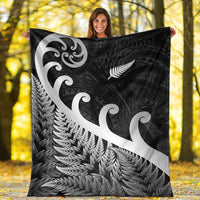 New Zealand Rugby Maori Premium Blanket Silver Fern Koru Vibes - Black LT8 - Polynesian Pride