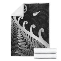 New Zealand Rugby Maori Premium Blanket Silver Fern Koru Vibes - Black LT8 - Polynesian Pride