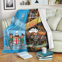 Australia Aboriginal And Fiji Tapa Premium Blanket Together LT8 White - Polynesian Pride