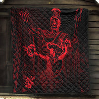 Hawaii Premium Quilt - King Of Hawaii With Hawaiian Girls Red Version - Polynesian Pride