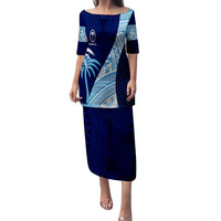 Personalised Fiji Sevens Puletasi Dress Kaiviti Kesakesa LT7 Women Blue - Polynesian Pride