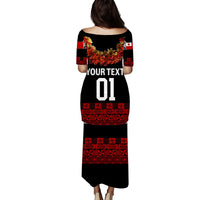 (Custom Personalised) Tonga Emancipation Day Puletaha Dress Independence Day - Fancy Kahoa Heilala Flower - Black Red LT8 - Polynesian Pride